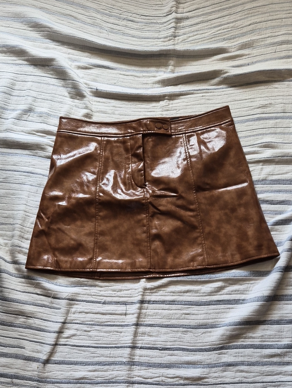 H&M Brown Faux Leather Mini Skirt